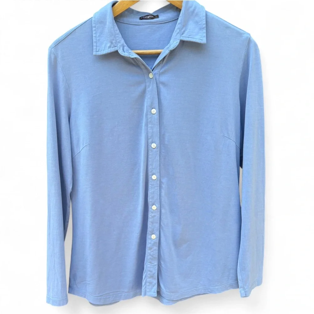 J. McLaughlin Light French Blue Casual Button Down Shirt. Size Large - Picture 2 of 9